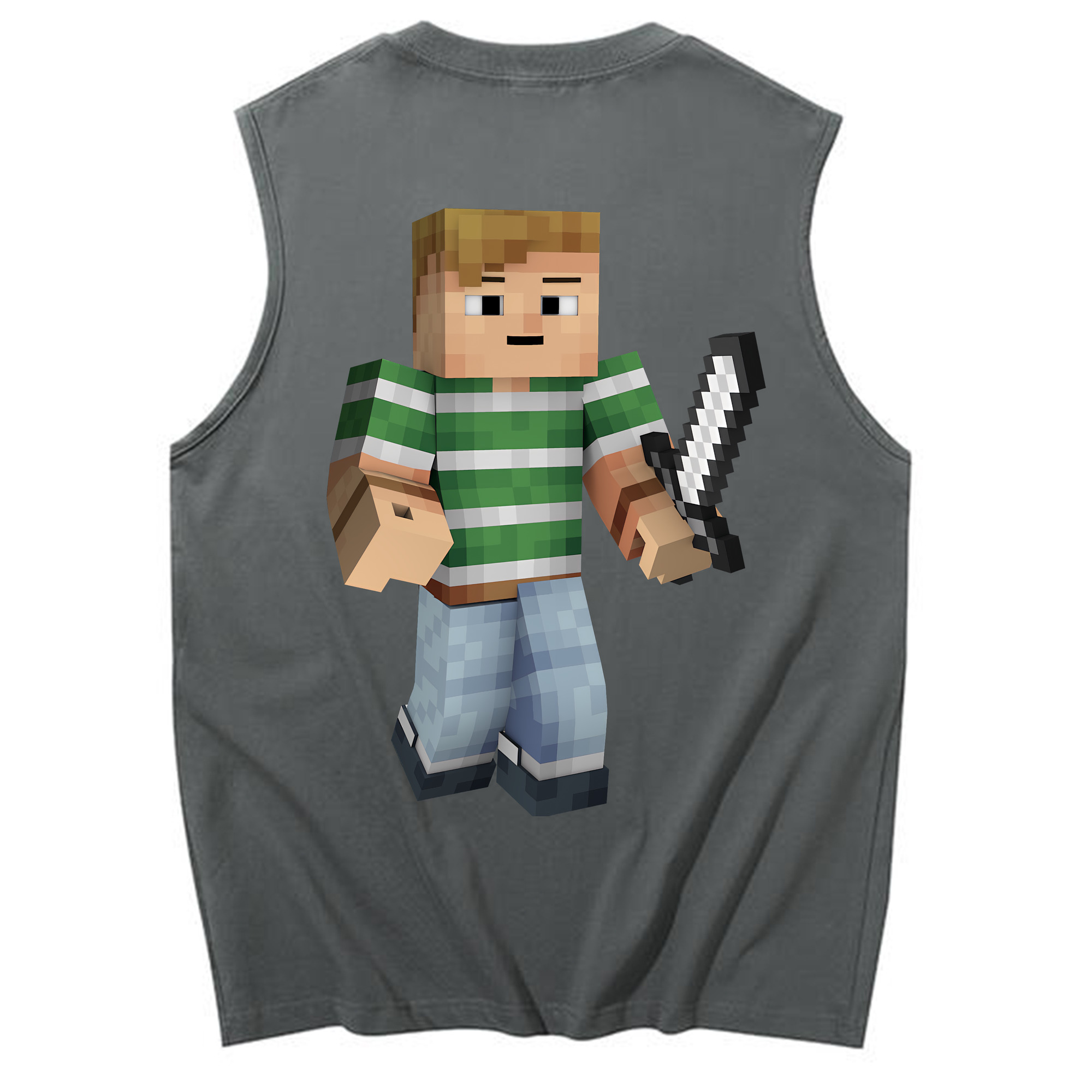 （画像用） マインクラフト ブロックの世界 Minecraft MC Block world コットン100％タンクトップ（背面プリント）